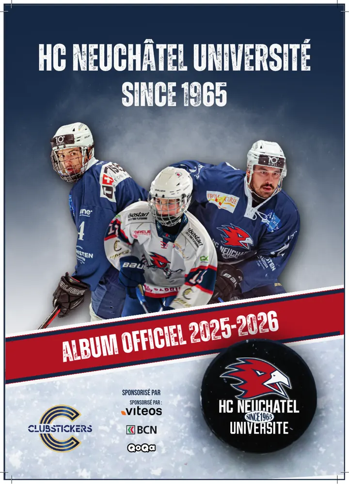 Couverture de l'album officiel 2025-2026 du HC Neuchâtel Université
